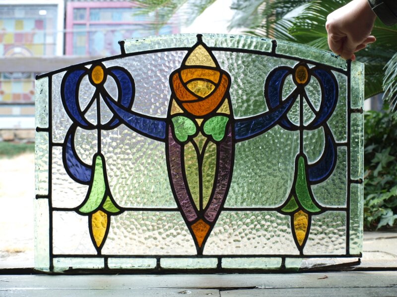 大型 ローズ ウィンドウ ヴィンテージ ステンドグラス バラ窓 鳩 キリスト