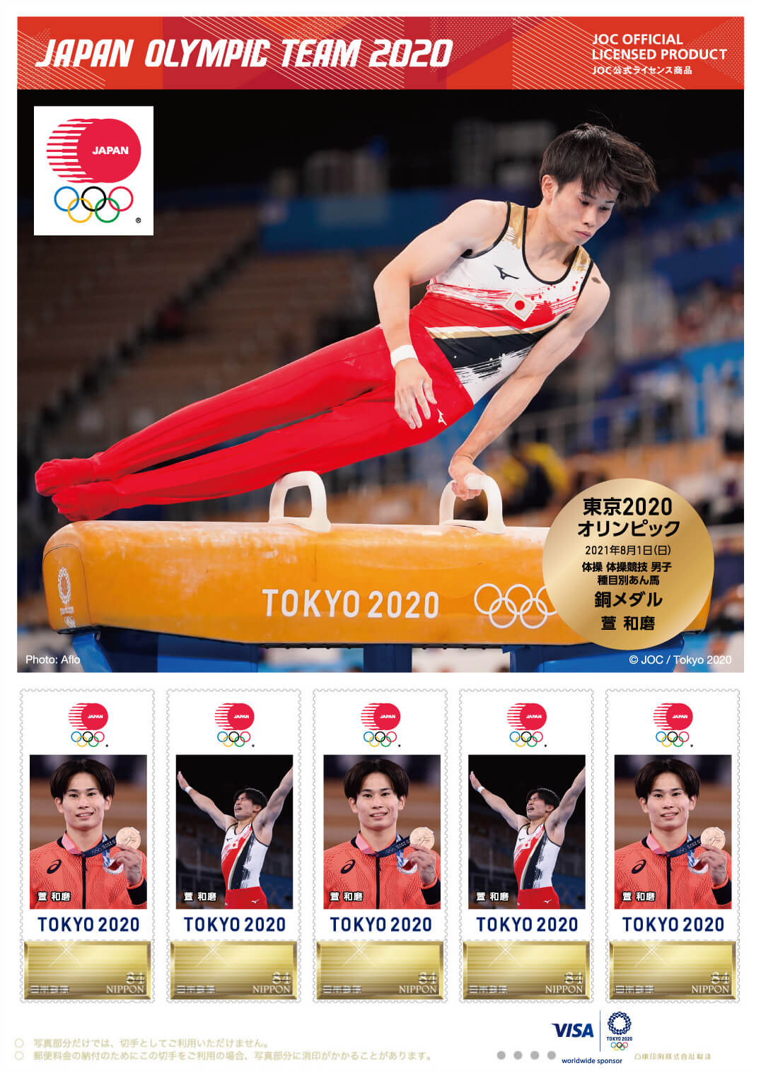 東京2020オリンピック日本代表選手 メダリスト公式フレーム切手（体操
