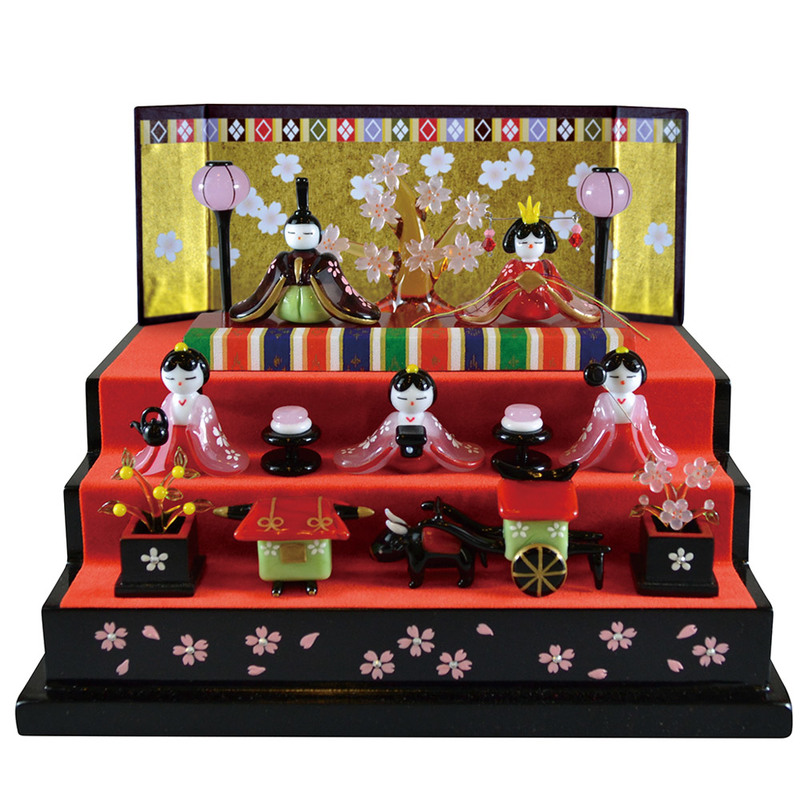 雛人形 ひな人形 コンパクト ガラス細工 春の豆雛五段飾り - 本店