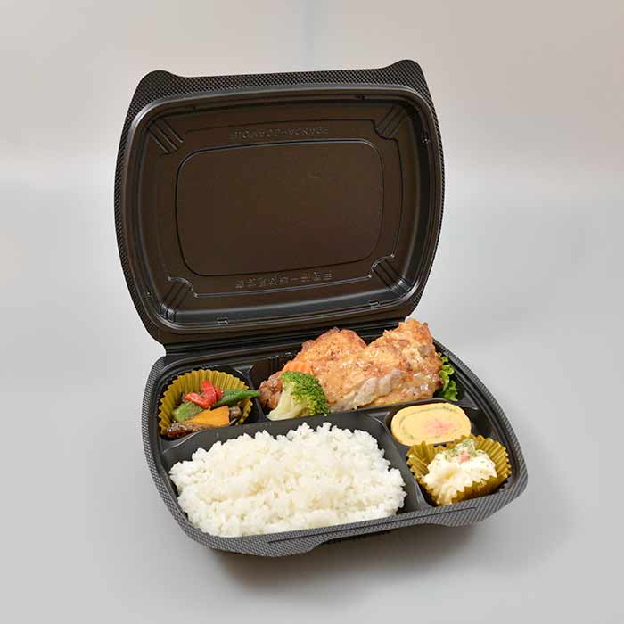 耐熱折蓋 バイオデリカ シェルBOX-80-1 黒25枚｜foodware+