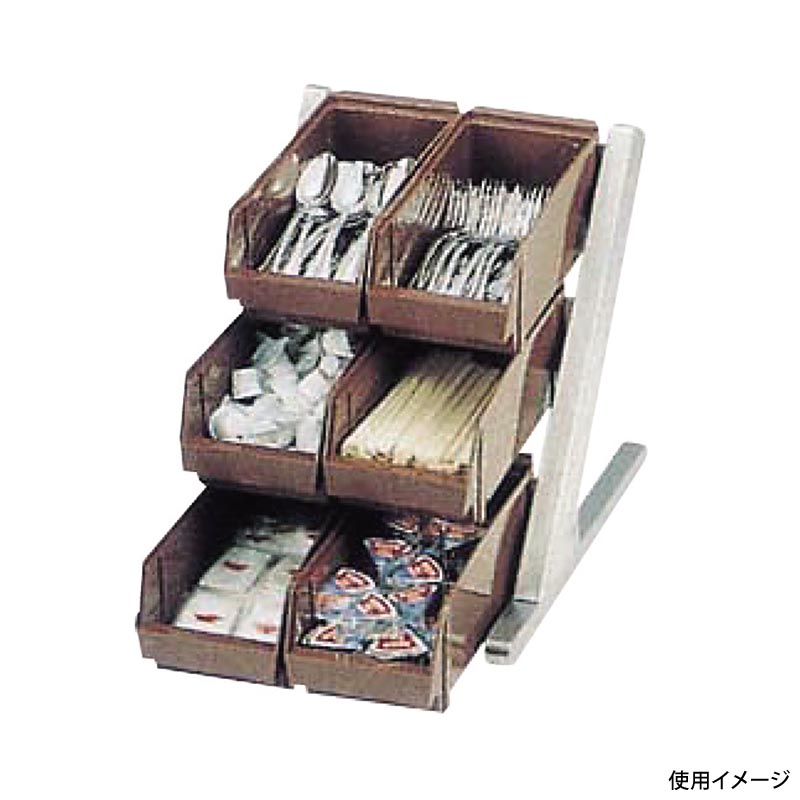 カトラリーボックス DXオーガナイザー 3段2列 ブラウン | テイクアウト