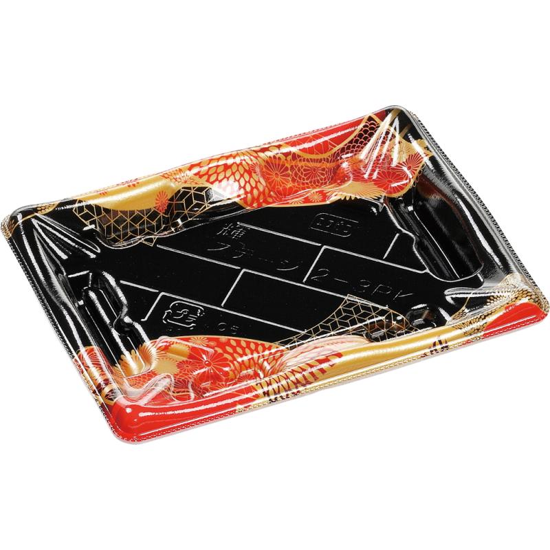 寿司容器 輝ステージ2-3PK 本体 はな扇子赤 エフピコ | テイクアウト