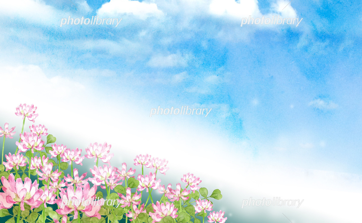 レンゲ畑の風景 水彩イラスト イラスト素材 [6603901] - フォトライブ