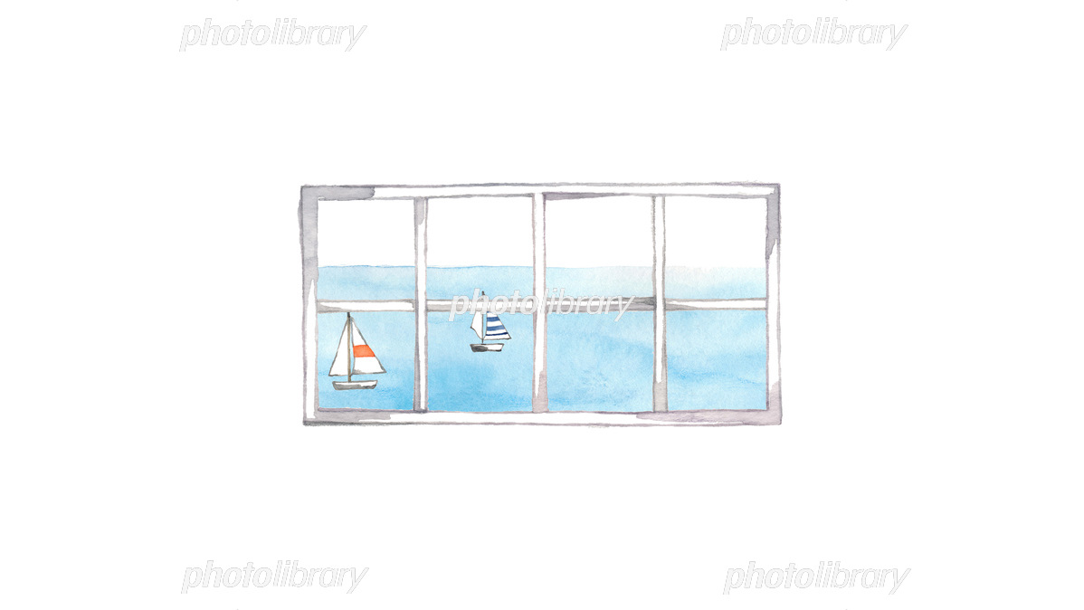 窓からの風景 海 イラスト素材 [6404900] - フォトライブラリー