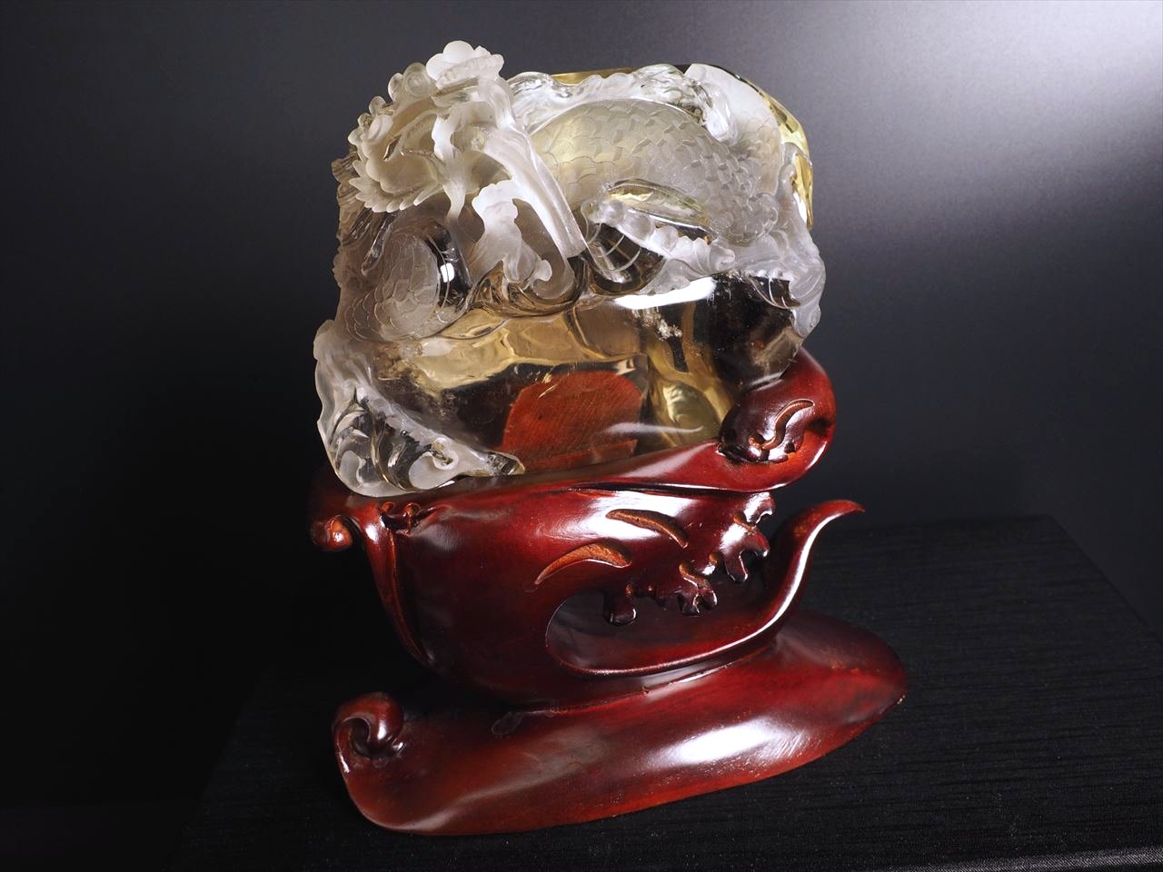 ◇至高の逸品!!◇極上超透明シトリン【黄水晶】◇大吉開運！龍神彫り