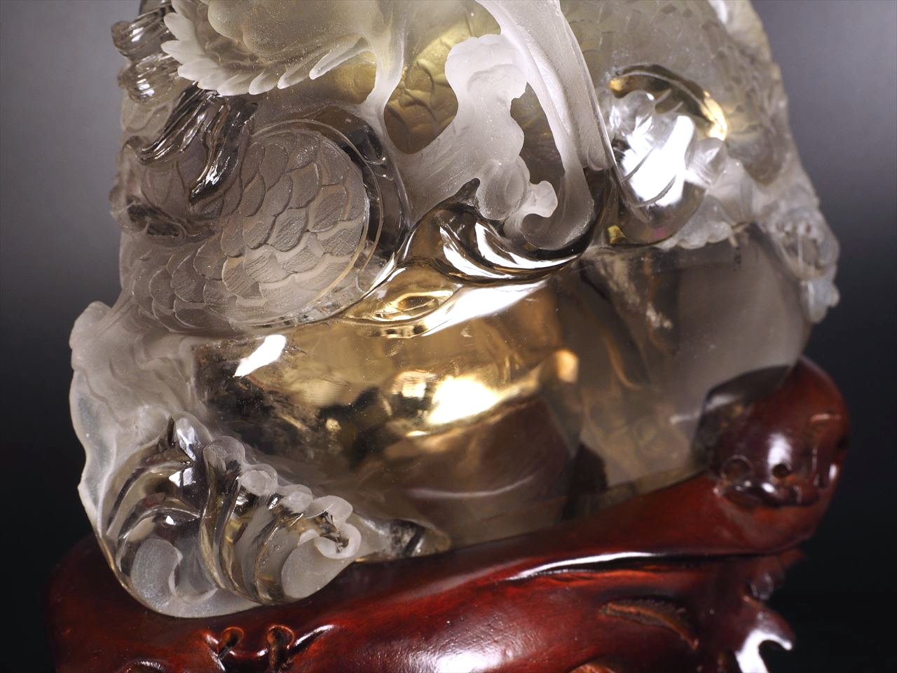 ◇至高の逸品!!◇極上超透明シトリン【黄水晶】◇大吉開運！龍神彫り