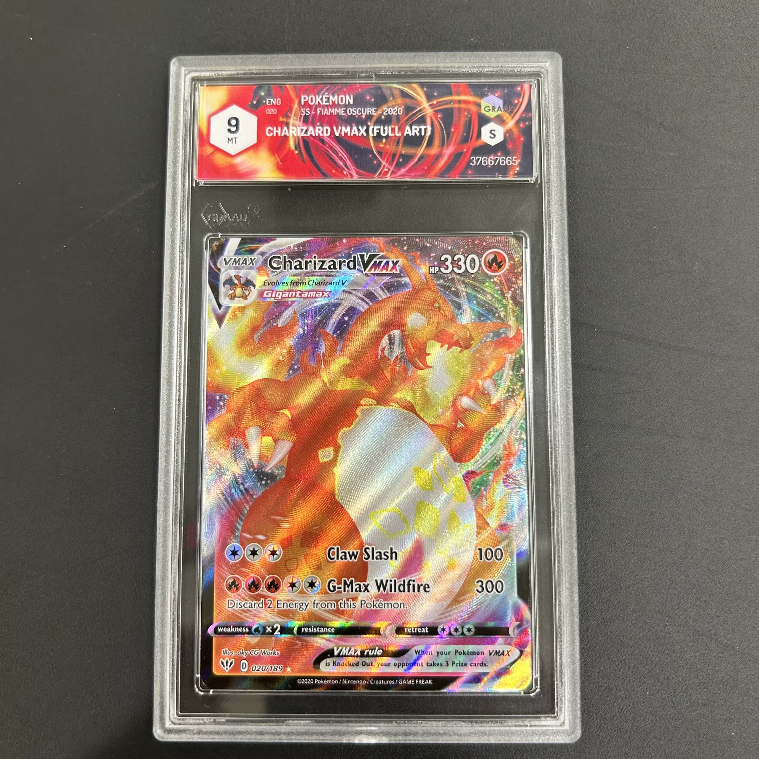 Charizard Vmax Full Art 20/189 - Graad 9 - PikaPika
