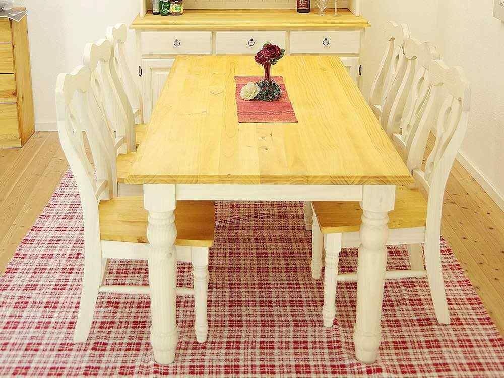 幅190cmフレンチカントリーダイニングテーブル6人掛セット