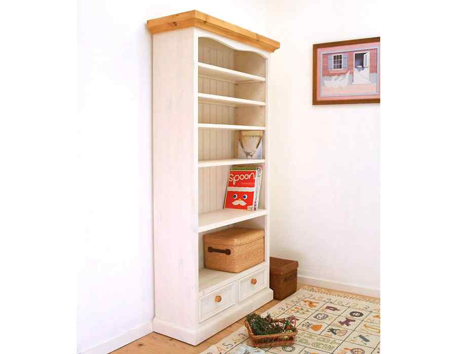 白いカントリー家具｜収納棚｜本棚｜パインファクトリー