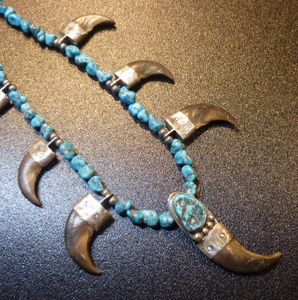 ナバホ ベアクロー×ターコイズ付 ターコイズネックレス