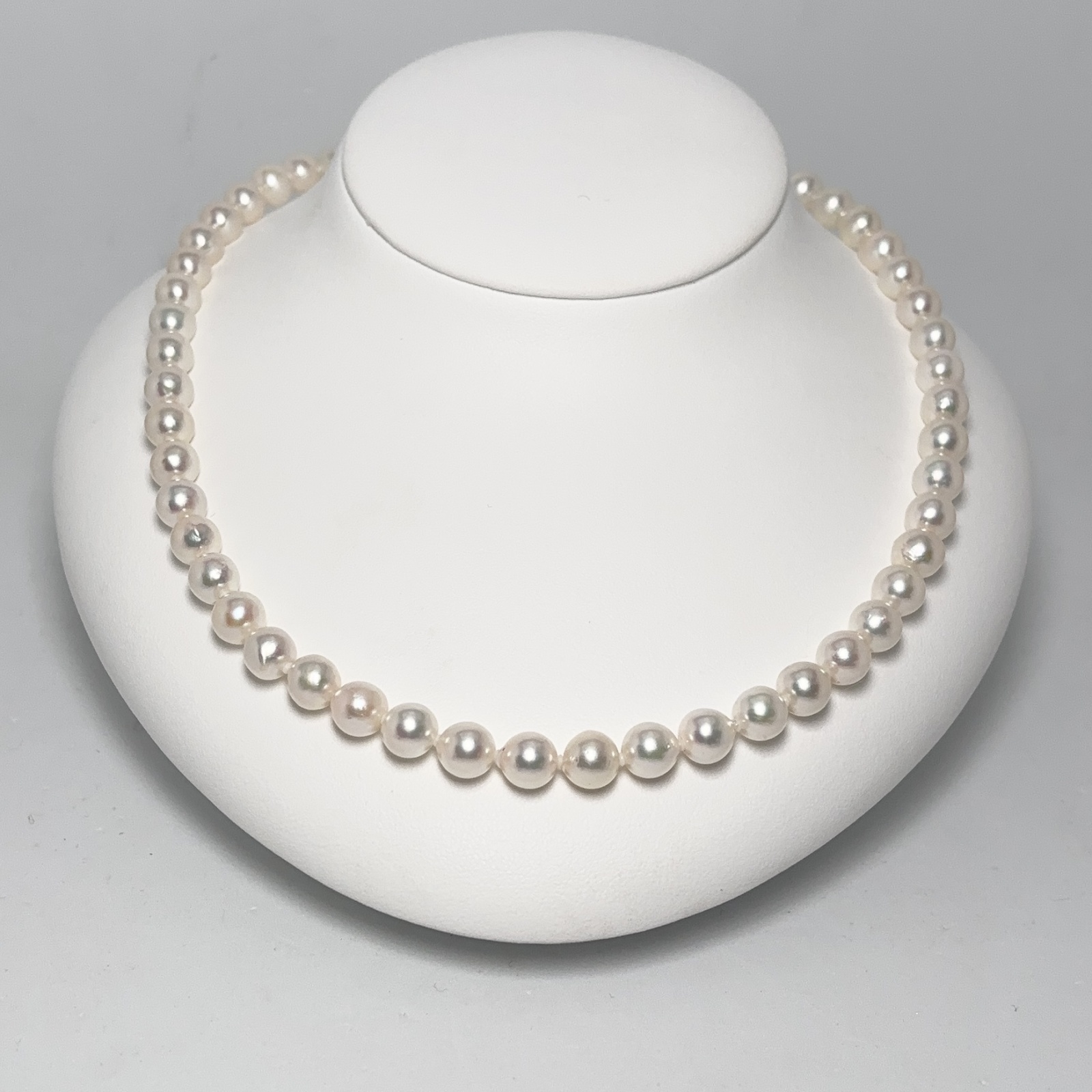 アコヤ真珠 パールネックレス ホワイト 7.5-8mm セミラウンド バロック