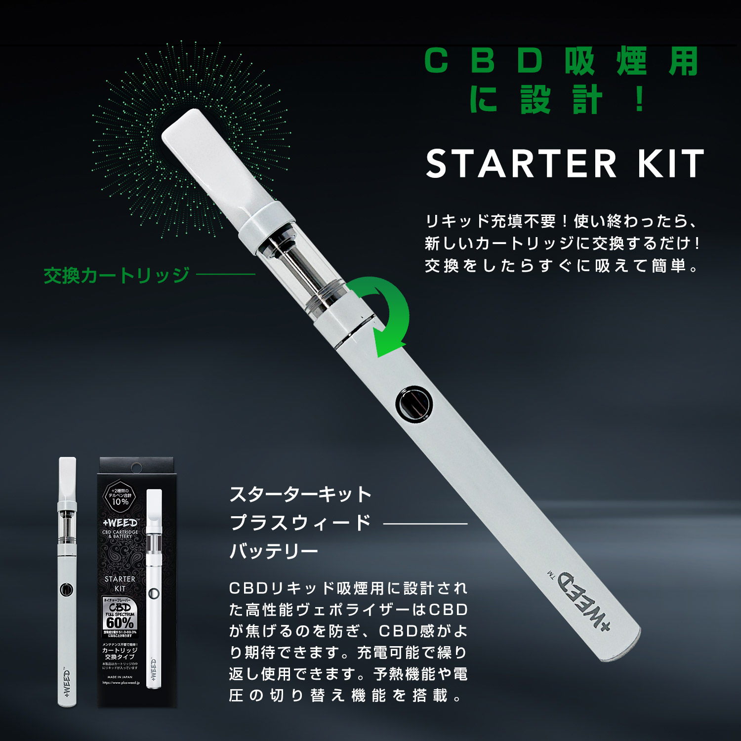 新着情報 | 吸うCBD「+WEEDスターターキットCBDフルスペクトラム60