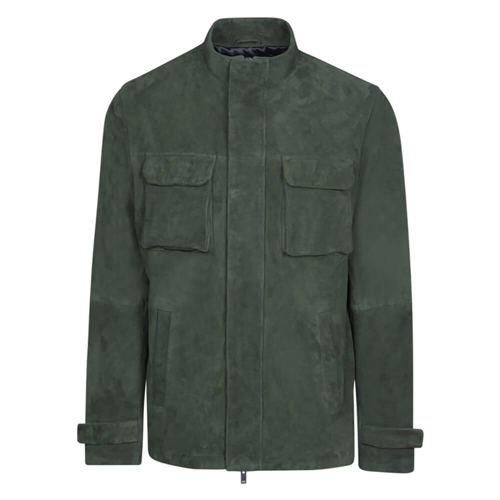 Jacket Green in Goat Suede Leather (Modern Fit) - Prince Oliver