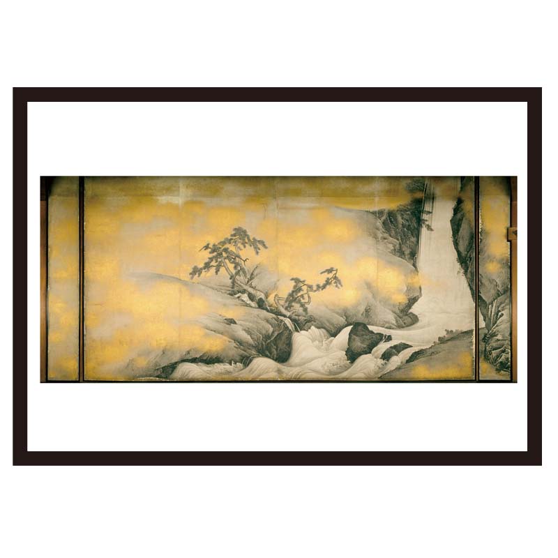 円山応挙】金刀比羅宮表書院障壁画 瀑布図｜額フレーム付き日本画ポスター