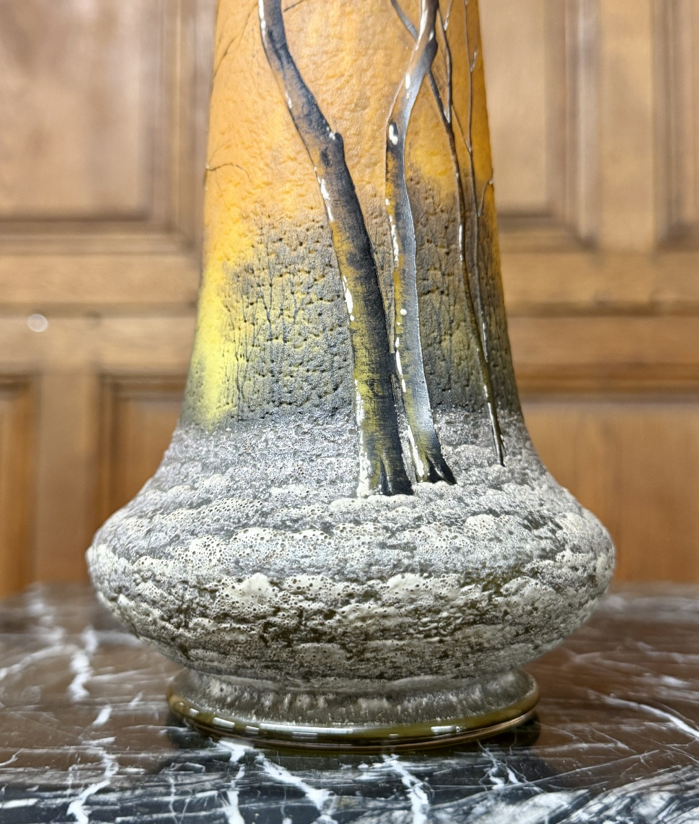 Proantic: Daum Nancy - Vase With A Snowy Landscape Decoration, Art Nou