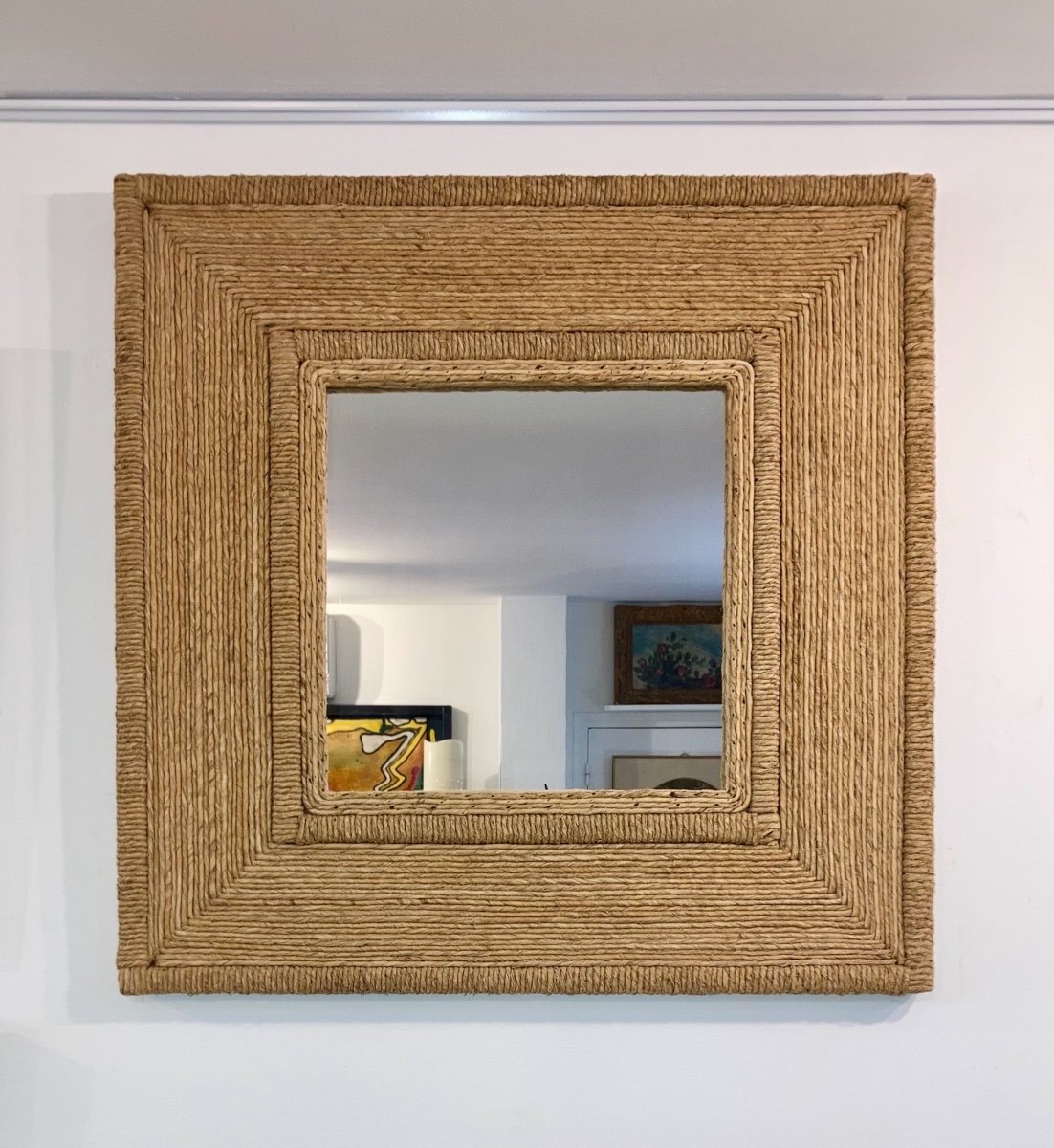 Proantic: Large Square Rope Mirror In The Taste Of Audoux-minet