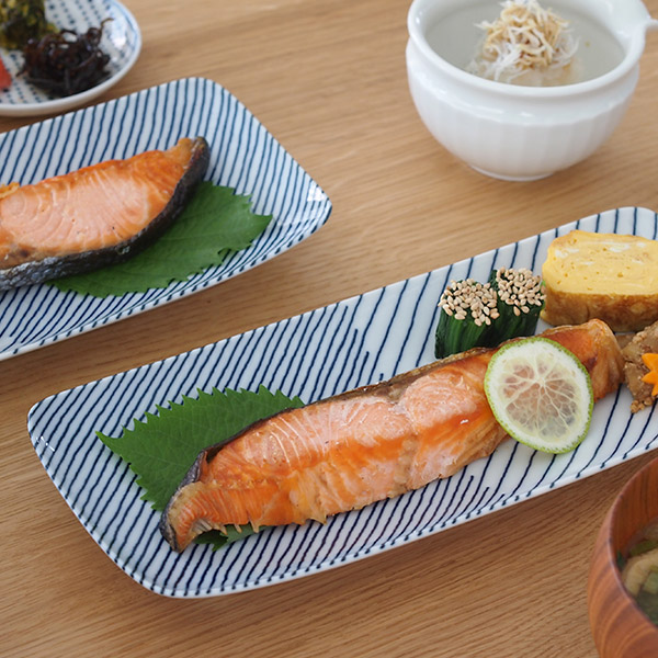 白山陶器 重ね縞 長焼皿 / HAKUSAN | 食器と料理道具の専門店「プロ