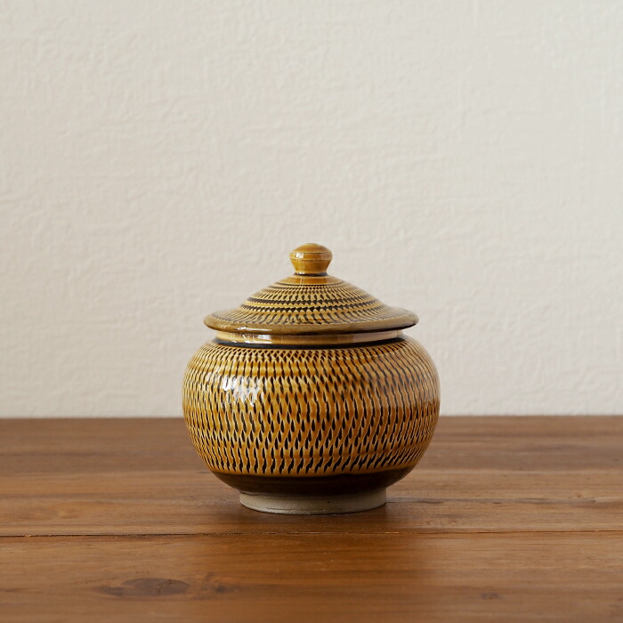 3月3日12:30再販】☆小鹿田焼 小袋窯 2合壺 飴釉飛びかんな | 食器と