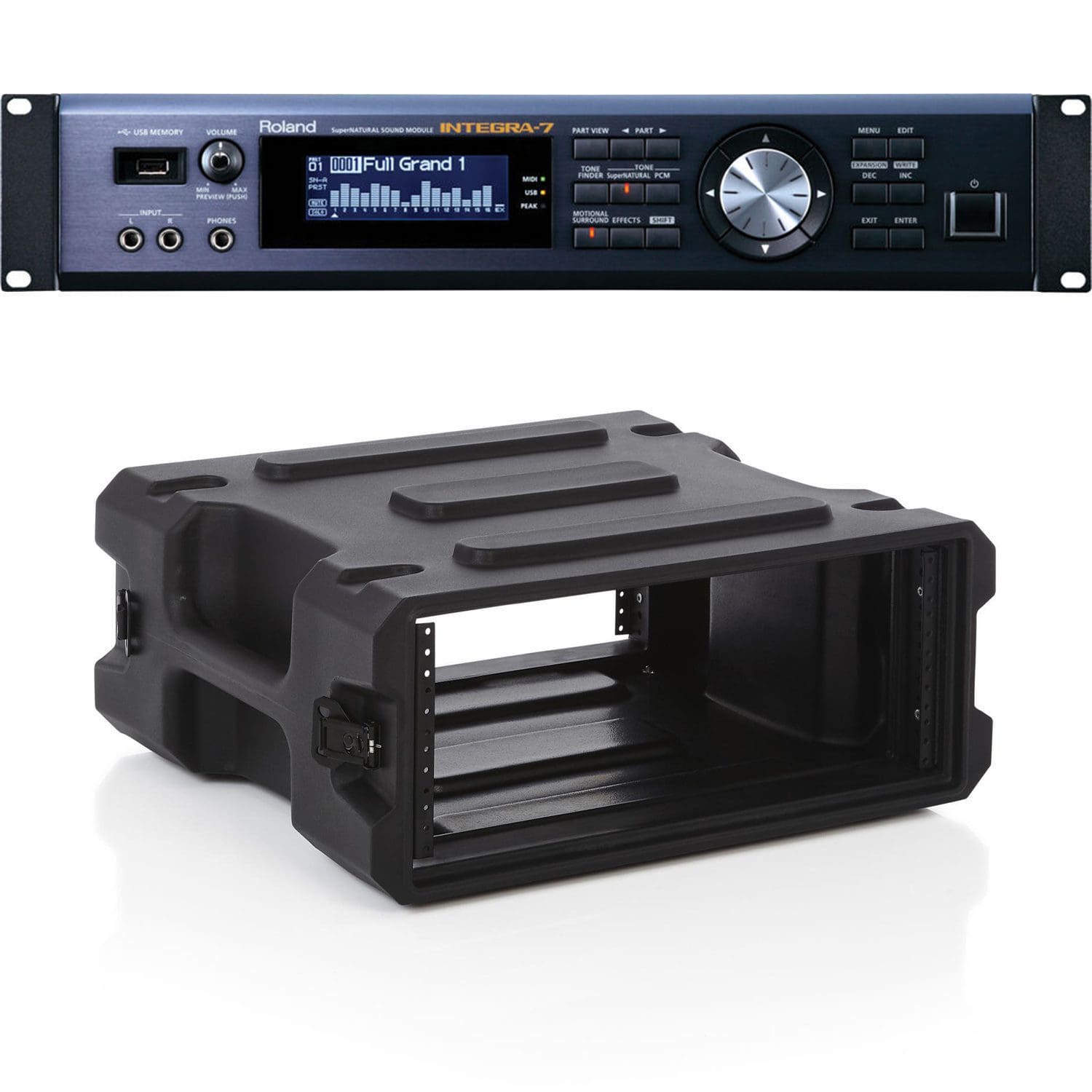 Roland Integra-7 Synthesizer Module, Gator G-PRO-4U-19 Rack Case