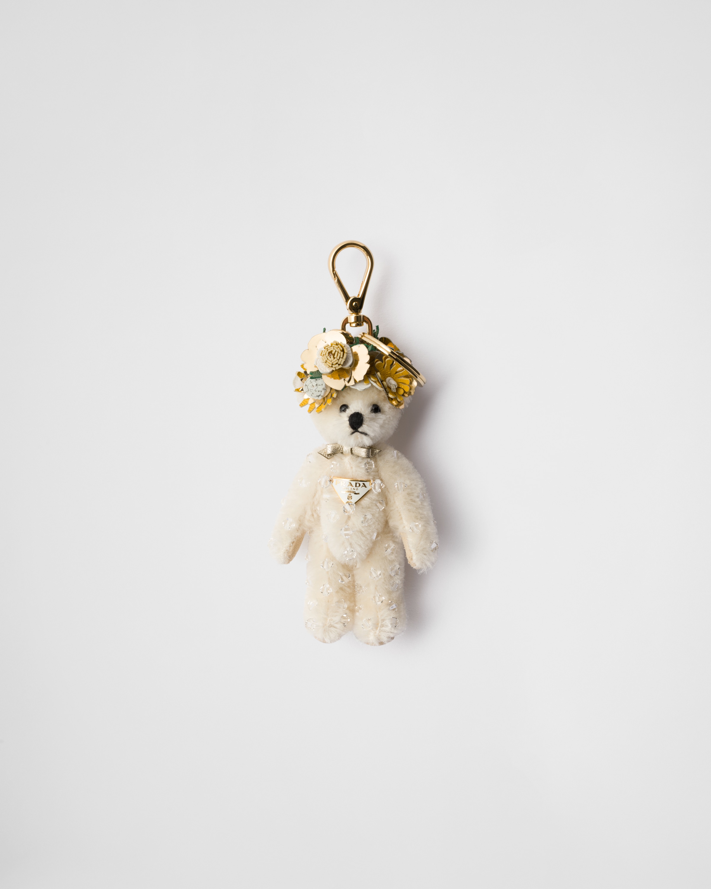 White Teddy Keychain Charm | PRADA