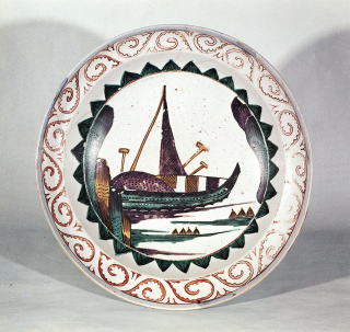 古九谷泊舟図大鉢・鶴文様青手古九谷大平鉢 | 石川県