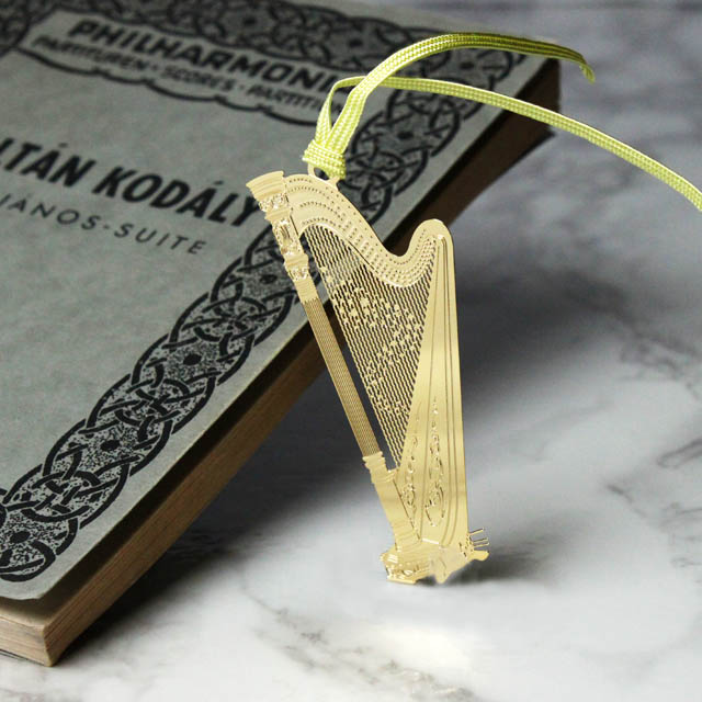 純金メッキ栞 《グランドハープ》 712940 音楽雑貨・アクセサリー専門