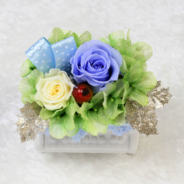 プリザーブドフラワー 《 アップライトピアノ 【S】ホワイト