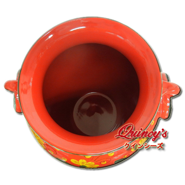 3951】イタリア製 陶器傘立て マヨリカ焼 赤 - クインシーズ（☆ロココ