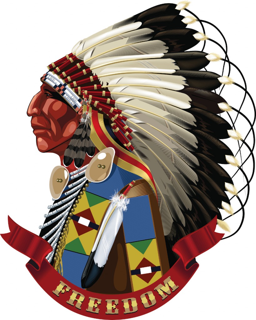 ネイティブアメリカンの人が頭につけている羽根飾りつきの帽子を何