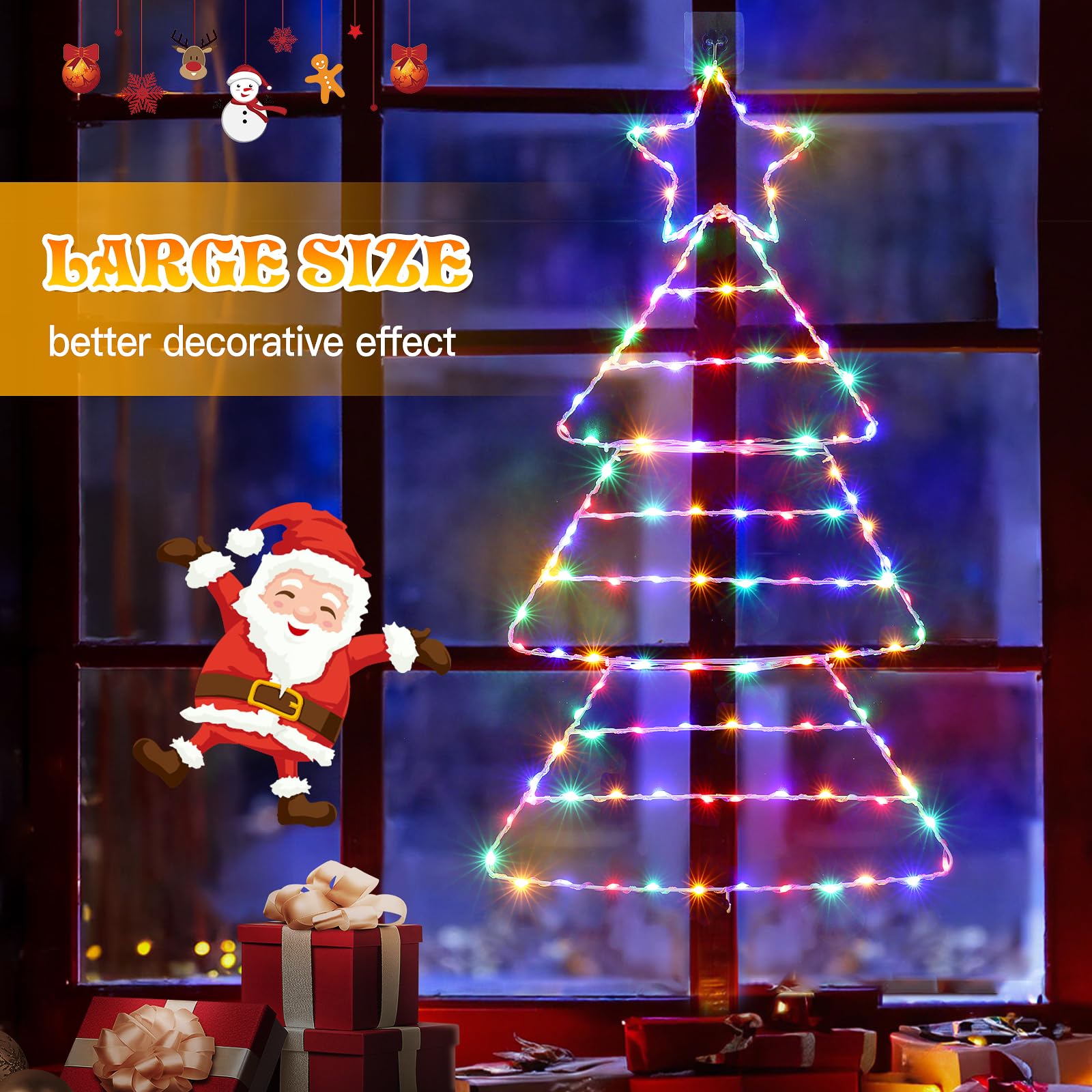 Quntis クリスマス装飾ライト、折りたたみ式カラーチェンジクリスマス