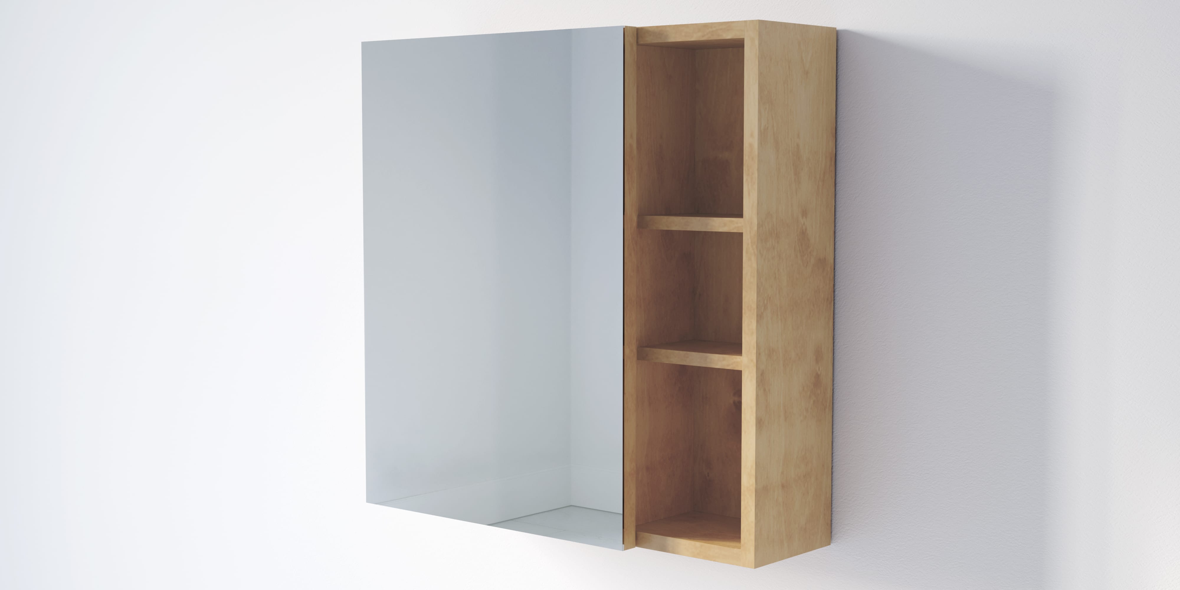 棚付きボックスミラー バーチ | KB-AC018-05-G141 | ミラー | 洗面