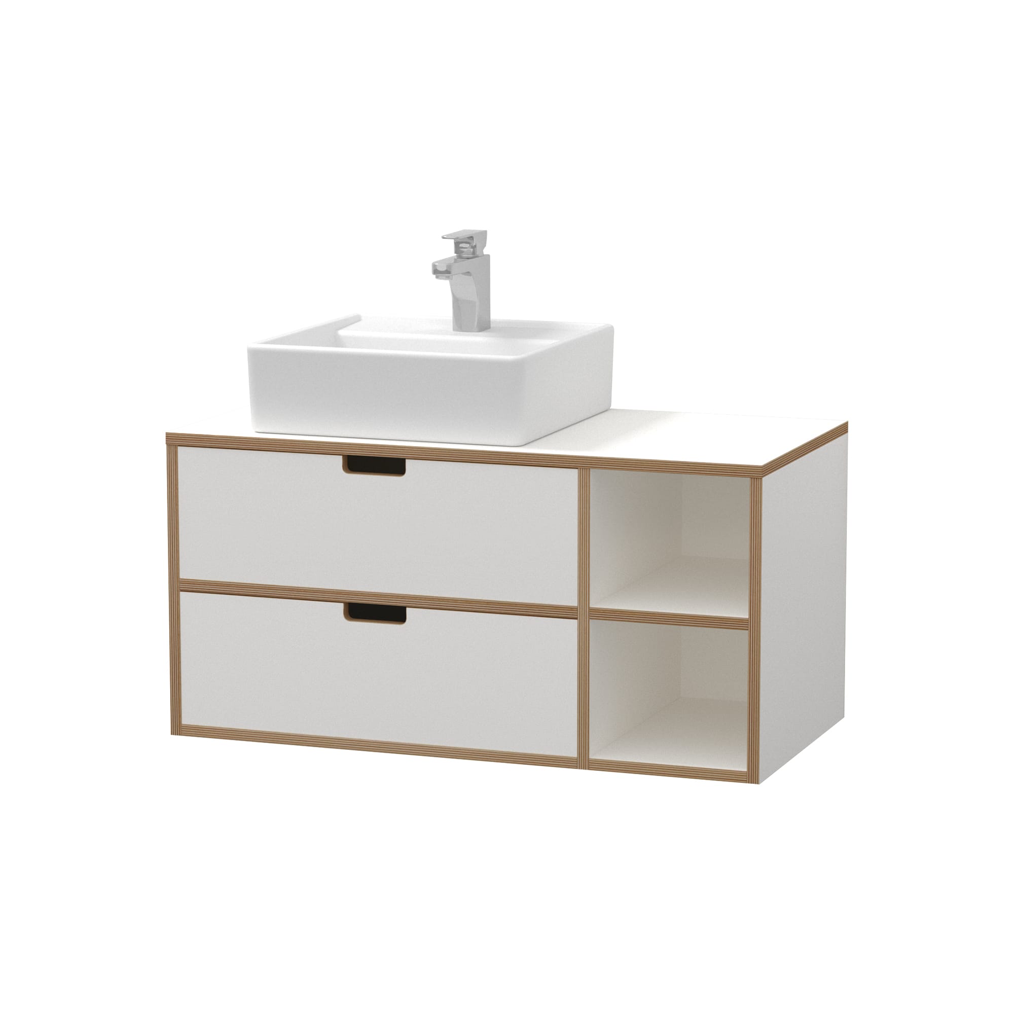 プライウッド洗面台 W900 引き出し 左 ホワイト | KB-PR019-11-G173