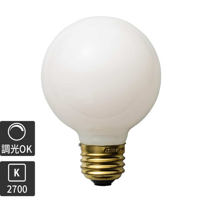 フロストLED電球 φ70(E26)50W相当 スノー 2700K電球色 | LT-BB008-11