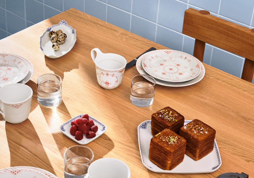 S2235 ロイヤルコペンハーゲン ハーフレース 耳付き大皿 ブルー