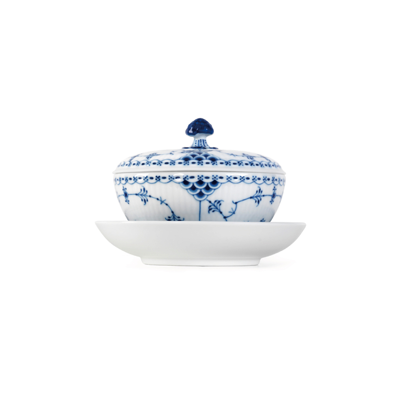 ブルーフルーテッド ハーフレース ボウル&ソーサー蓋つき|ロイヤル