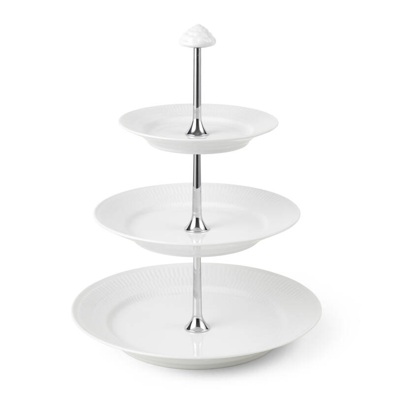ホワイトフルーテッド デザートスタンド3段|ロイヤル コペンハーゲン