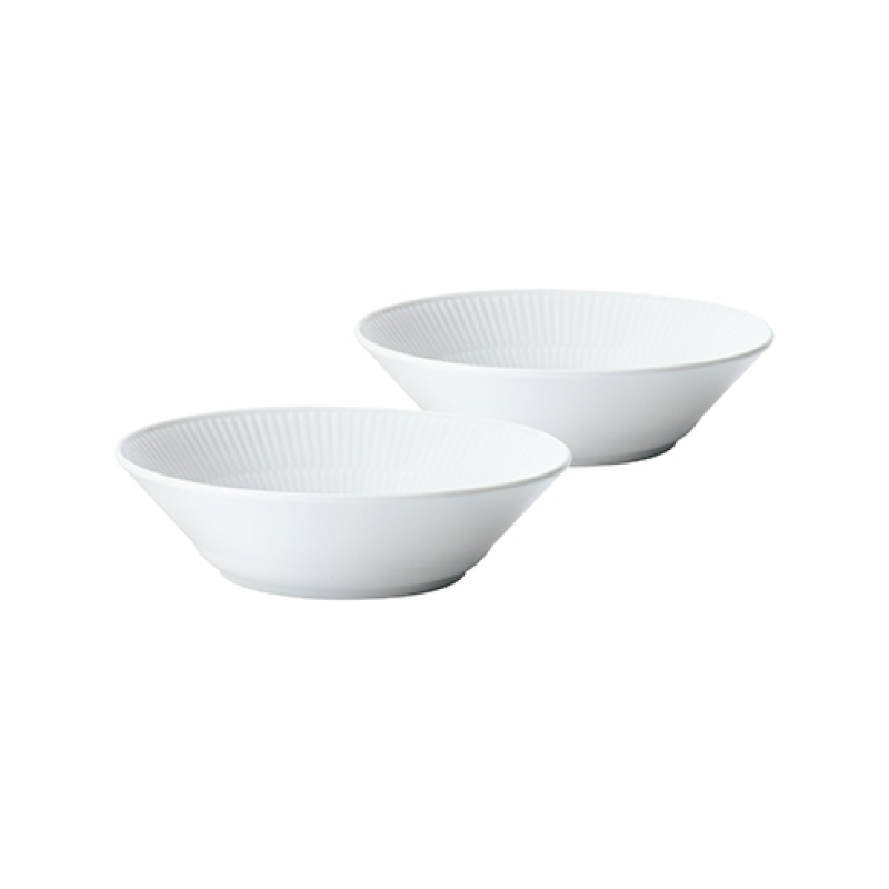 ホワイトフルーテッド ディーププレート ペア 17cm|ロイヤル