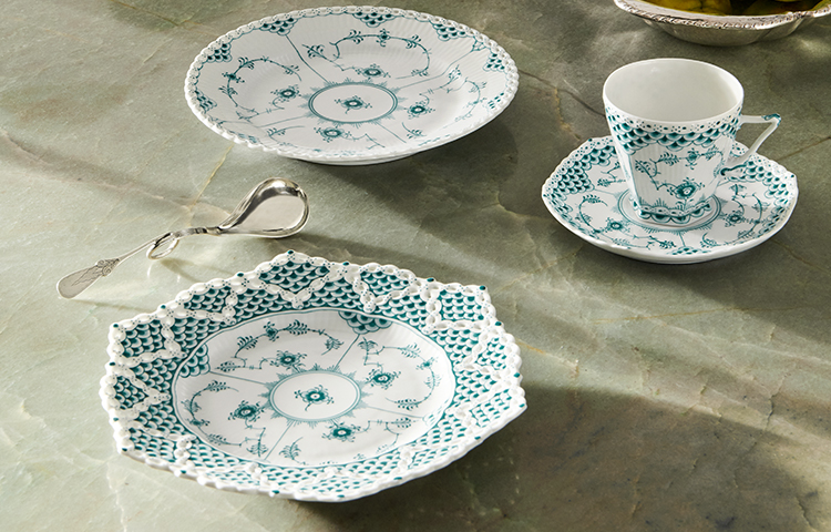 エメラルドグリーンフルーテッド フルレース|ロイヤル コペンハーゲン