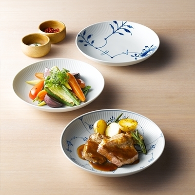 ブルーフルーテッド プレイン ディーププレート 20cm|ロイヤル