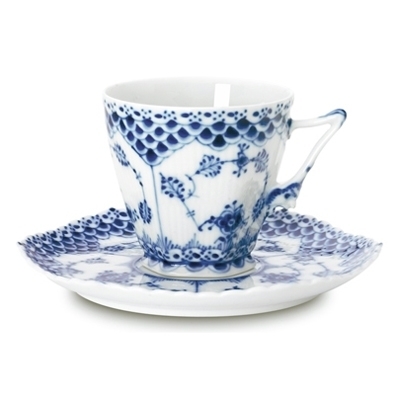 ブルーフルーテッド フルレース コーヒーカップ&ソーサー 140ml
