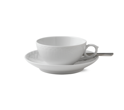 ホワイトフルーテッド ハーフレース ティーカップ&ソーサー 220ml