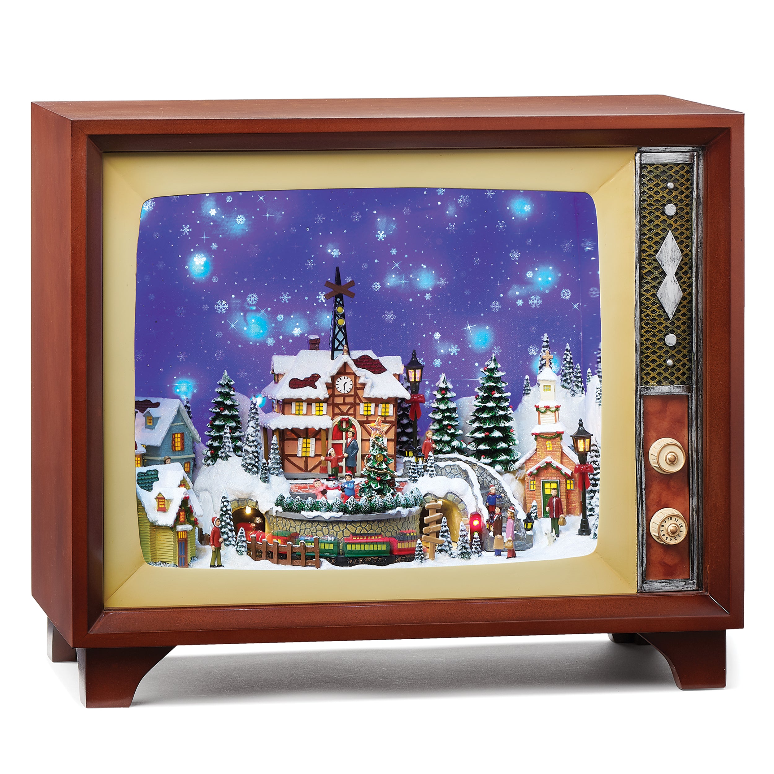 Amusements Grand TV Christmas Village Lighted Musical Rotating Train S