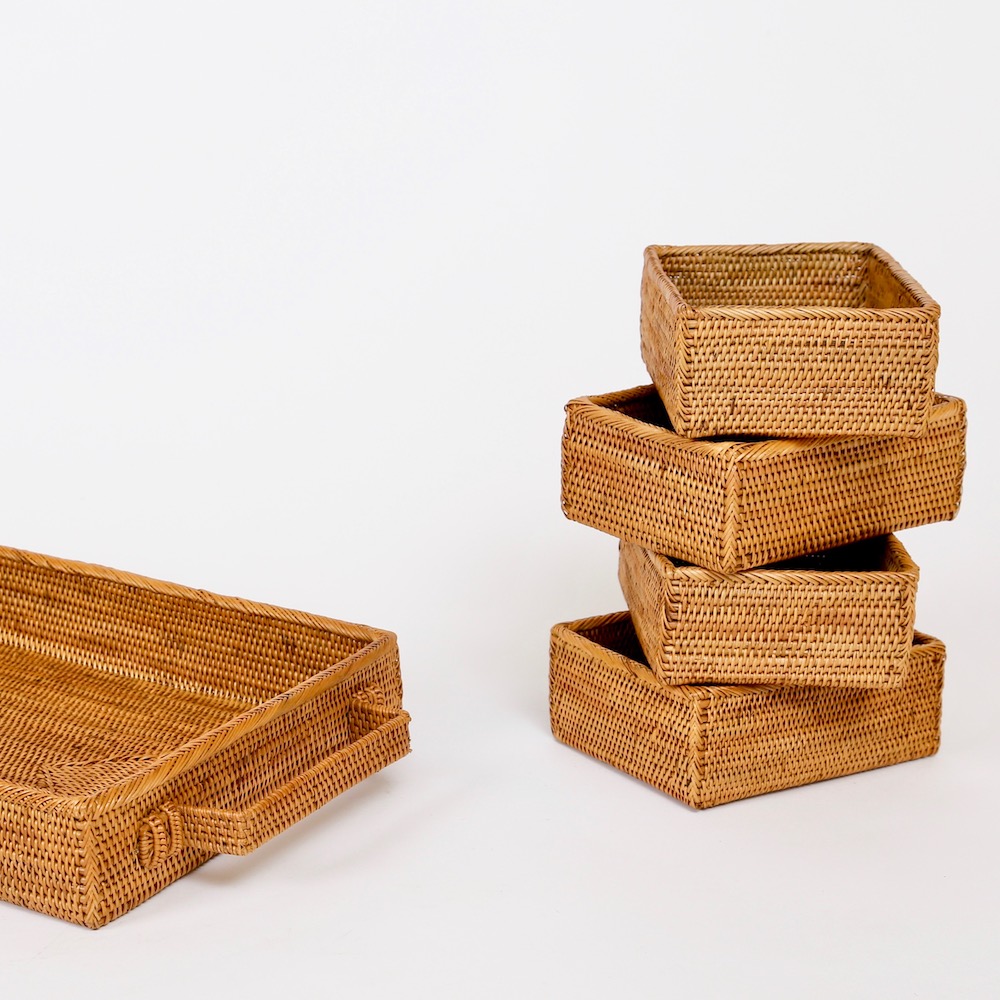 トレイ5点セット (TRY314) Rosily(ロージリー) バリ島 アタかご雑貨