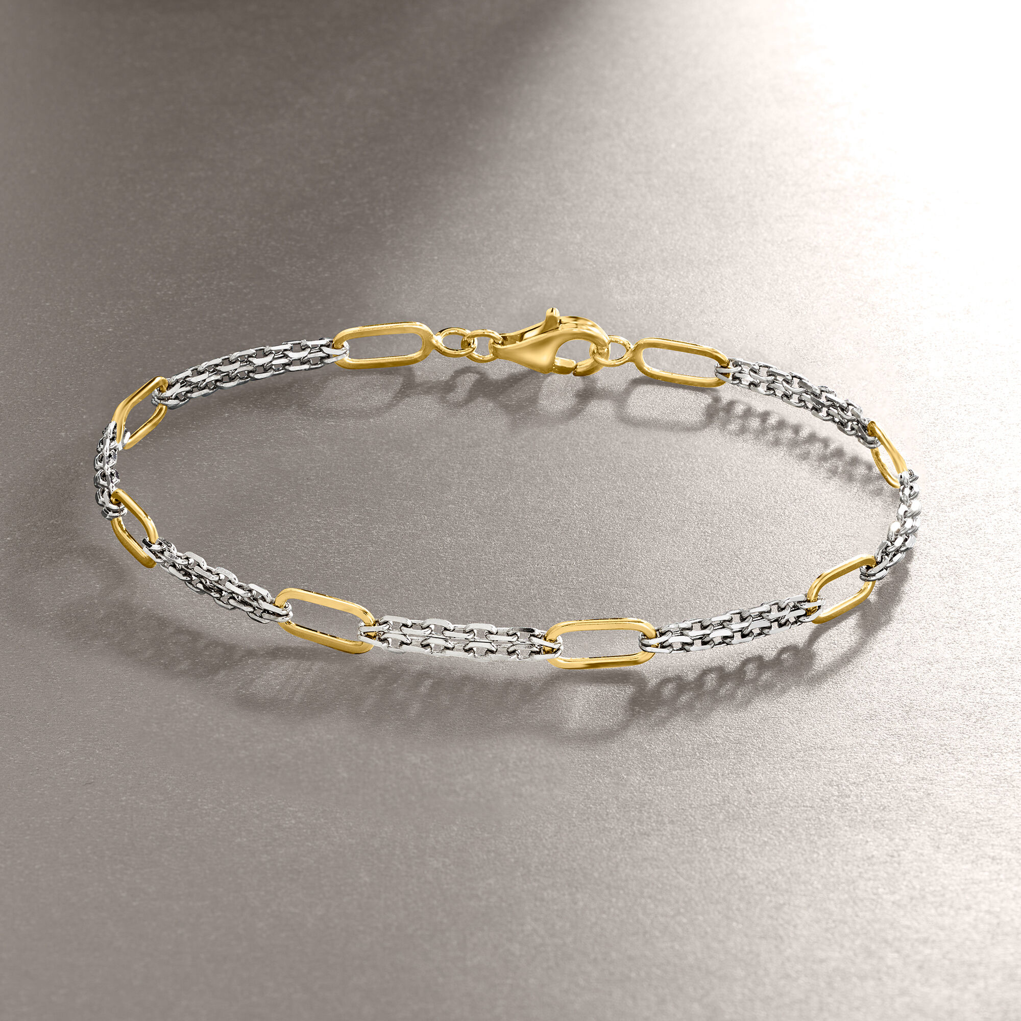 Sterling Silver and 18kt Gold Over Sterling Cable and Paper Clip