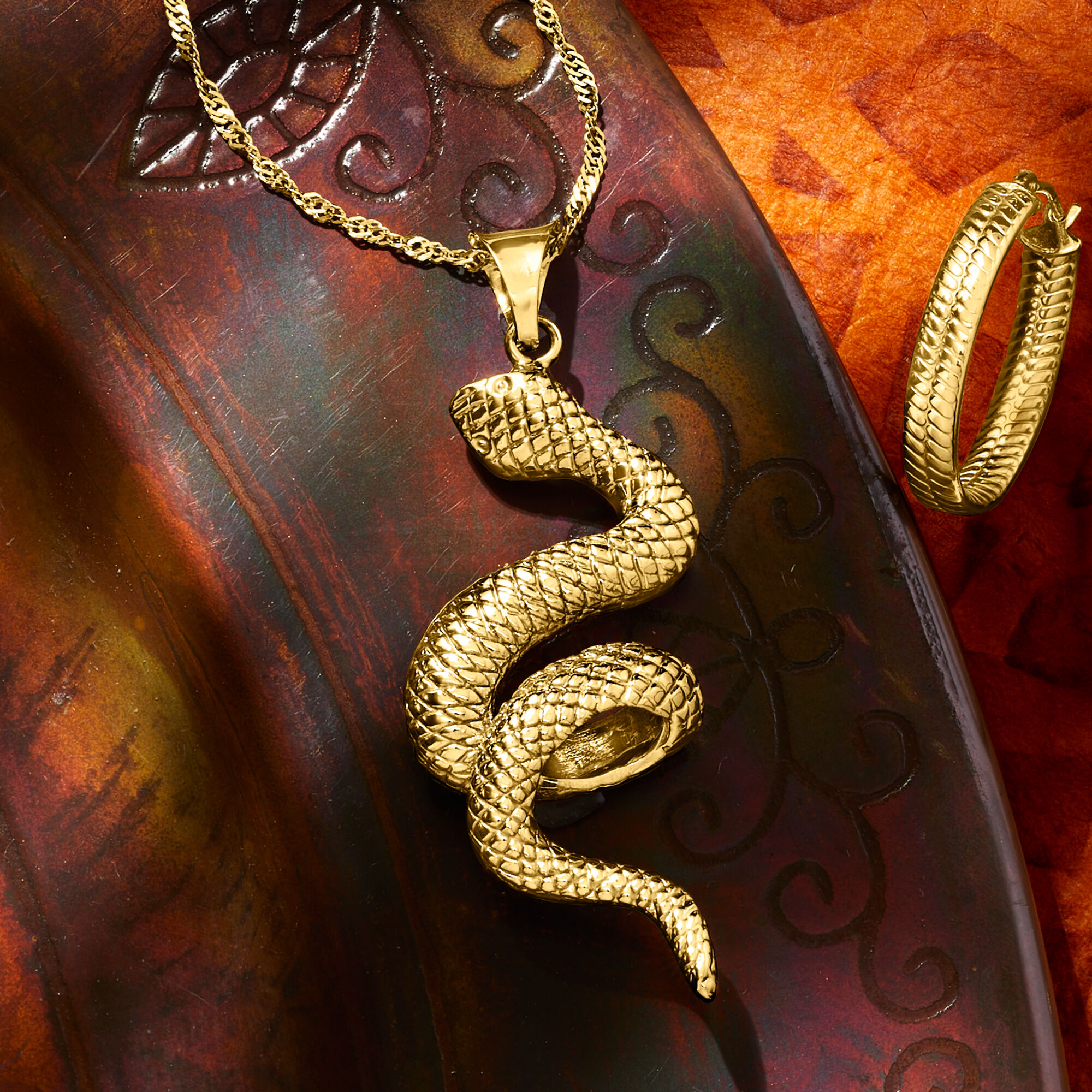 Italian 18kt Yellow Gold Coiled Snake Pendant | Ross Simons