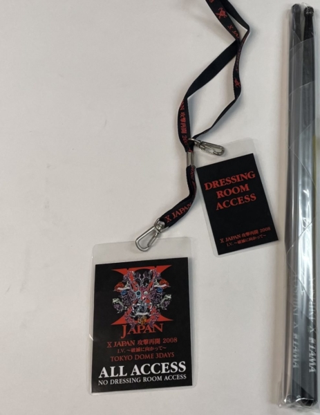 YOSHIKI 使用済ドラムスティック X JAPAN 2008年tour staff pass付