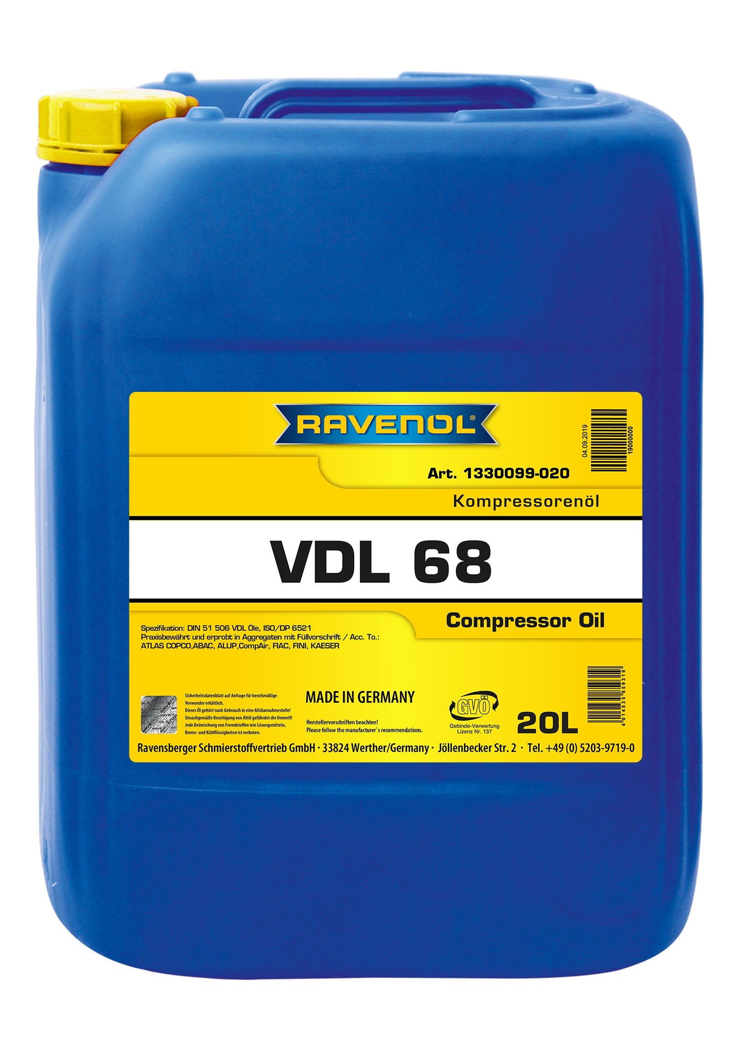 RAVENOL Kompressorenoel VDL 68 | RAVENOL