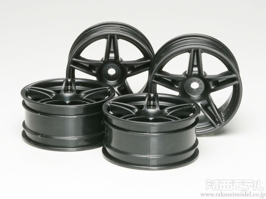 タミヤ 51263 5本ツインスポークホイール(黒)4ケ(26MM/+4)：ラジコン