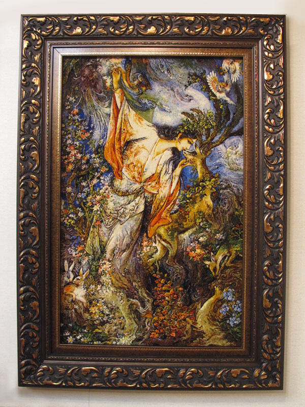 楽天市場】絵画・ペルシャ絨毯 タブリーズ産 88×124cm（額込）イラン製