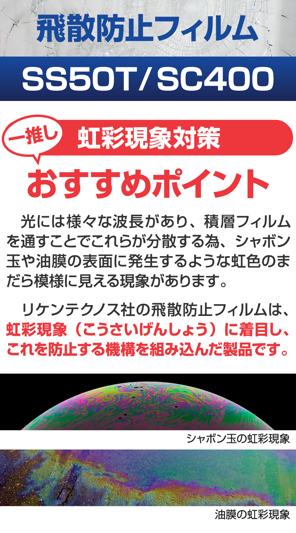 楽天市場】国産 ガラスフィルム 安全対策リケンテクノス製 SS50T